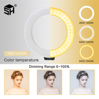 Lampu Video LED 6 Inci 3300-5600K untuk Fotografi, Dapat Diredupkan, Pengisian Daya USB, Lampu Cincin Selfie