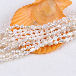 Chaîne de perles semi-finies en nacre d'eau douce régénérée de rivière blanche de 4-5 mm pour aquaculture, pour création de bijoux DIY, avec perles colorées dispersées - Product Image 3