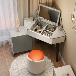 New Style Flip Dresser Wood Lighted Modern Simple <strong>Narrow</strong> Small Apartment Cream Style Triangle Corner Makeup Panel <strong>Dressing</strong> <strong>Table</strong> - Product Image 6