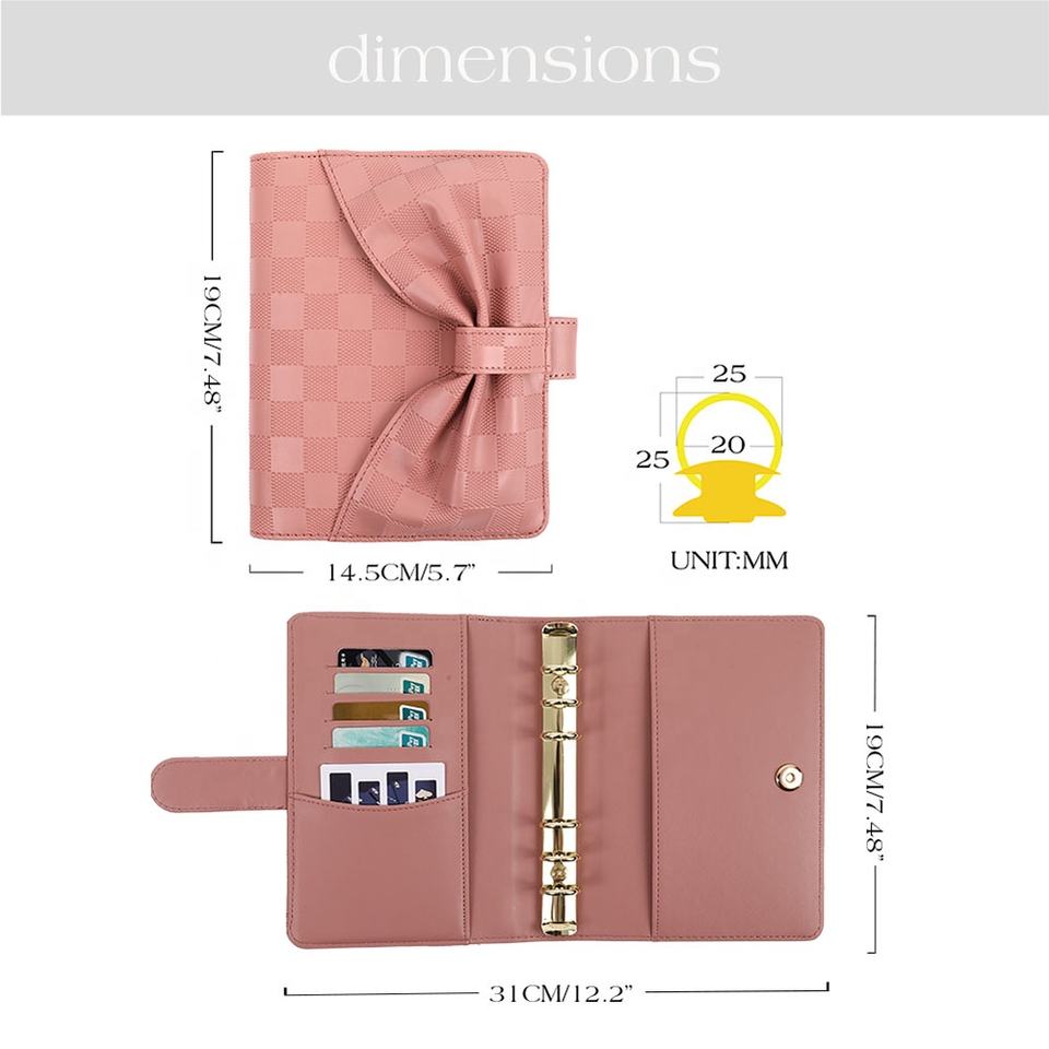 Hongbo Best Selling 6-Color Gold-Ring A6 Checkered Bow Binders Planner ...