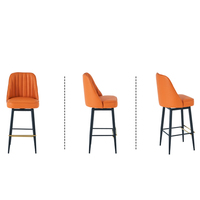 013 Tabouret de bar en cuir PU avec repose-pieds croisé doré, stable, haut, pour îlot de cuisine, restaurant commercial et usage domestique