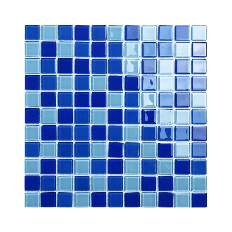 プール用ブルーガラスモザイクタイル3色混合キッチンバックスプラッシュウォールモザイクタイル在庫クリアランス