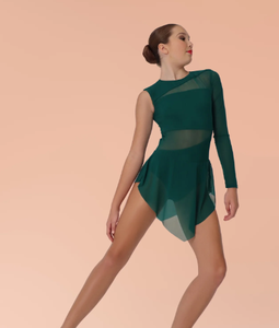 <span class=keywords><strong>Justaucorps</strong></span> de <span class=keywords><strong>danse</strong></span> élégant à manches longues en spandex vert forêt de haute qualité, avec jupe soufflet douce, style boutique de scène - Product Image 2