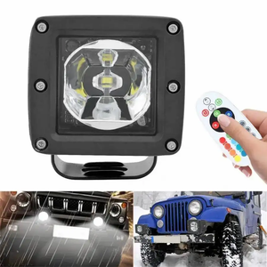 Foco LED Yehsong para vehículos Jeep, 3x3 pulgadas, 20W, luces antiniebla todoterreno tipo cubo con control remoto y retroiluminación RGB - Product Image 4
