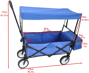 Chariot pliable, chariot de jardin, de plage, <span class=keywords><strong>van</strong></span> de camping, <span class=keywords><strong>avec</strong></span> <span class=keywords><strong>auvent</strong></span> - Product Image 2