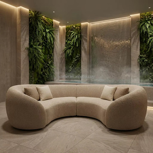 Divano Curvo Moderno di Design in Bouclé a Forma di U, Divano Sezionale ad Arco in Tessuto per Soggiorno di Lusso, Villa, Hotel - Product Image 2