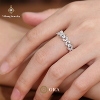 Bague pour femme en argent 925 avec moissanite originale brillante de 1 carat, taille brillant, forme goutte d'eau, motif trèfle à quatre feuilles, sertissage à griffes romantique