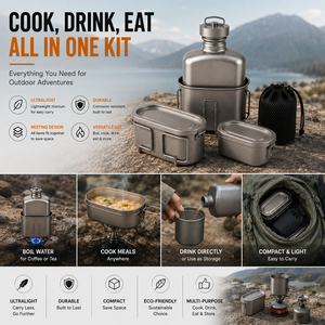 Titanium Canteen Kit Nesting Water Bottle Bushcraft Camping Mess Kit Outdoor Cooking Set OEM ODM - Product Image 6