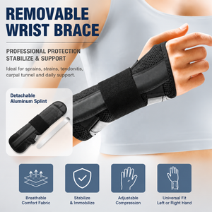 FREETOO Neopren Atmungsaktive Rutschfeste Handgelenkstütze für Karpaltunnelsyndrom Arthritis RSI Schmerzlinderung - Universelle Passform Unisex - Product Image 1