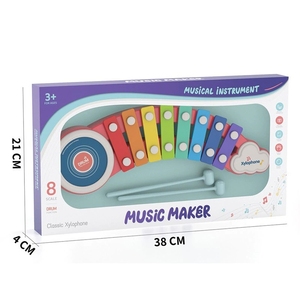 Wholesale 2 In 1 Baby Xylophone Toy 8 Notes Rainbow Glockenspiel With <b>Drum</b> <b>For</b> Kids Early Learning Musical Instrument Toy - Product Image 3