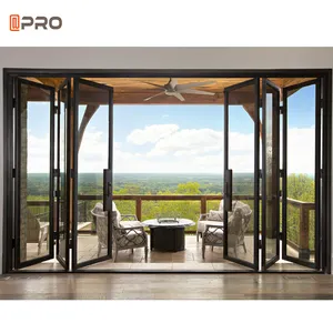 automatic ready to ship folding series bo fold doors aluminum doors with 5 panel double door lift-up fold