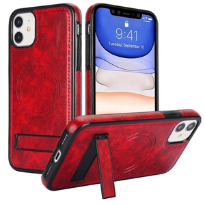 เคสโทรศัพท์แบบมีขาตั้ง สำหรับ iPhone X/XR/Xsmax/11/12 <span class=keywords><strong>Mini</strong></span>/13/14/15/16E/17 รองรับการชาร์จไร้สาย วัสดุ PU - Product Image 4