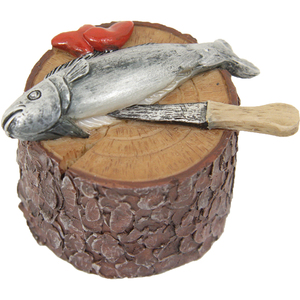 Accessoires de crèche Poisson sur planche à découper 5x3x3cm Figurine de Noël et modèle de jouet 9006935232301 - Product Image 1