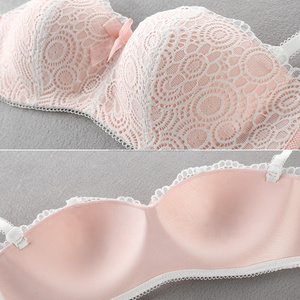 1/2 tasse Sexy Push Up Soutien-Gorge Culotte Ensemble Sans Fil Dentelle Coupe Jeune Fille Soutien-Gorge Ensemble Blanc Tube Top Design Mince sous-vêtements <span class=keywords><strong>Lingerie</strong></span> Ensemble - Product Image 3