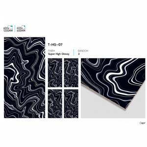 Azulejos de Porcelana Super Negros de Alto Brillo 60x120cm, Azulejos con Acabado Pulido Premium para Pisos Modernos - Product Image 1