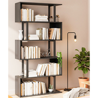Estantería Zigzag Negra Personalizada de Grado Comercial, Estante de Exhibición Geométrico Moderno, Unidad de Almacenamiento Abierta Resistente, Fuente Mayorista de Muebles