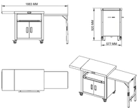 Chariot de cuisine extérieur moderne pliable 75x24x36cm, série chariot métallique roulant, pour 5 personnes, en acier thermolaqué
