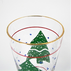 Albero di natale natale bicchiere bicchiere bicchiere oro bordo striscia rossa neve blu - Product Image 4