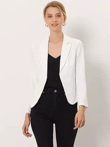 Dames Open Frontoffice Werk Zakelijke Casual Lichtgewicht Zomer Crop Pak <span class=keywords><strong>Blazer</strong></span> - Product Image 4