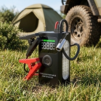 Démarreur de voiture portable 5000A à courant de crête, compresseur d'air 150 PSI, gonfleur de pneus sans fil 16V, booster de batterie d'urgence USB-C
