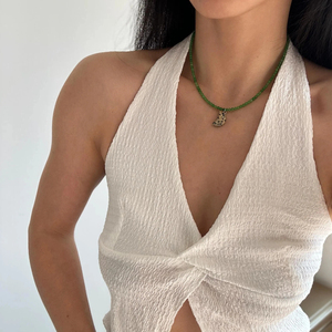 สร้อยคอโชคเกอร์ประดับจี้รูปพระจันทร์เสี้ยวประดับด้วยหยกสีเขียวขนาด 4 มม. สำหรับผู้หญิง สไตล์ฤดูร้อนสุดน่ารัก - Product Image 2