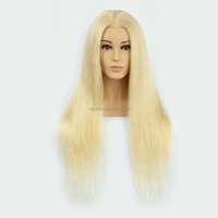 613 # Blonde gros 100% vrais cheveux Mannequin tête d'entraînement avec cheveux cosmétologie tête de poupée coiffeur Mannequin pratique tête
