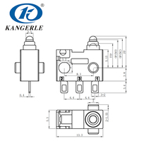 Micro-interrupteur momentané en plastique étanche Chinakel KW6 SPDT IP67 3 broches