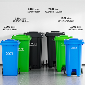 YYN 环保型 HDPE 立式 100L/120L/240L 可定制徽标 带轮城市垃圾桶 大量销售 - Product Image 3