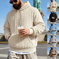 Sweat à capuche en velours pour homme avec poche, idéal pour les sports d'hiver en extérieur, en polyester, coupe ample, jacquard, chaud, coupe-vent, motif cœur