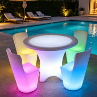 Ensemble de mobilier de jardin et de patio extérieur, salon, bar à domicile, hôtel, mobilier de fête lumineux à LED solaire, ensemble de salon extérieur étanche