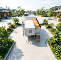 Maison conteneur mobile extensible, bureau de chantier modulaire préfabriqué, hébergement de camp, villa avec design de mur-rideau en verre