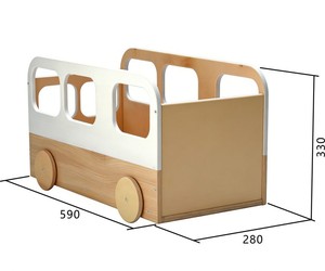 Organisateur de rangement pour jouets en bois rectangulaire moderne <span class=keywords><strong>sur</strong></span> roulettes, <span class=keywords><strong>coffre</strong></span> pour tout-petits avec grande capacité, bac à livres personnalisé blanc - Product Image 2
