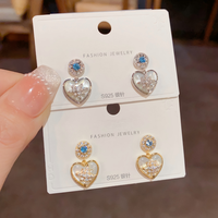 Pendientes de Corazón de Madreperla Chapados en Oro de 14k Resoul, Pendientes de Lujo con Circonita en Forma de Estrella para Mujer
