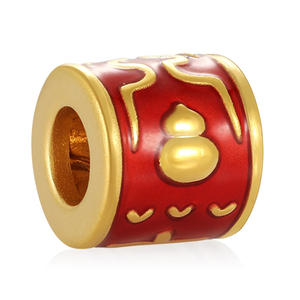 Diseño único estilo chino 24K oro micro-duro sólido gran suerte encanto forma pulsera con cuentas - Product Image 2