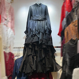 Bettergirl 2025 outono inverno novo nicho plissado onda irregular lótus folha borda comprimento vestido - Product Image 3