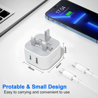 Adaptor daya USB C 20W colokan UK, pengisi daya kabel pengisian cepat fungsi PD untuk pengisi daya nirkabel iPhone 16