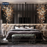 Neues Design Italienisches Luxus-Schlafzimmermöbel-Set Ausgefallenes LED-beleuchtetes Doppelbettgestell Marmor Moderne Betten mit LED-Beleuchtung
