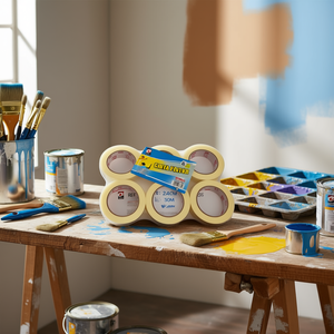 Nastro Adesivo Acrilico Sensibile alla Pressione Mnj per Pittori, 2,4 cm x 50 m, Senza Residui, Nastro Mascherante per Protezione Pittura, Confezione da 6 Rotoli - Product Image 3