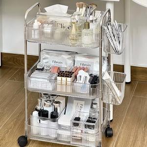 Chariot de rangement à 3 niveaux en acrylique transparent, mobile, pour cosmétiques, idéal pour salons de manucure et instituts de beauté - Vente chaude - Product Image 3