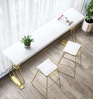 Comptoir de bar en bois massif pour la maison, idéal pour les salons de thé, table haute longue et étroite à poser contre le mur