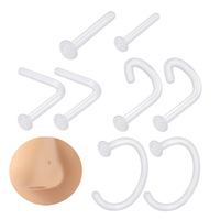 Transparenter Glas-C-förmiger L-förmiger gebogener Stab Unsichtbarer Nasenstecker Ohrknorpel-Piercing Bauchnabelpiercing Unisex