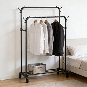 Porte-vêtements en acier au carbone, style sur pied, démontable, facile à déplacer, largeur au choix, pour <span class=keywords><strong>magasin</strong></span> <span class=keywords><strong>de</strong></span> vêtements et salon - Product Image 6