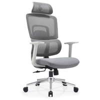 Chaise de bureau ergonomique moderne KALN en tissu maillé inclinable avec appui-tête réglable, base pivotante en alliage d'aluminium, usage commercial