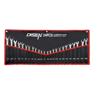 Jeu de 24 clés mixtes CRV à extrémité ouverte 7-18mm 1/4-7/8 "DIY réparation industrielle finition chromée personnalisable OEM rouleau d'outils métriques - Product Image 1