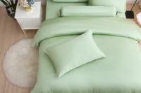 Ensemble de housse de couette en fibre de bambou 100% - Tissage satiné - 400TC - Certifié Oeko-Tex - Taille Queen - Ensemble de literie quatre pièces