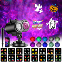 Projecteur de Noël Lumières Extérieures 16 HD Diapositives 3D Ocean Wave Patterns LED Lumière Étanche pour Yard Halloween Décorations