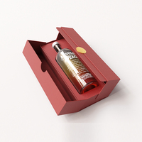 Boîte cadeau double pour vin de luxe personnalisée avec insert en papier, emballage rigide avec gaufrage et vernis UV sélectif