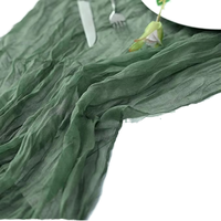 Chemin de table en gaze de coton tissée 100 % polyester vert sauge, motif botanique moderne, doux, pour hôtels, fêtes et réceptions de mariage