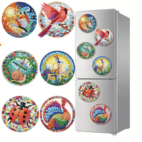 Kit de Peinture Diamant 5D DIY pour Aimants de Réfrigérateur, Motif Animalier de Dessin Animé, Cristal Irrégulier, Décoration Maison Enfants, OEM