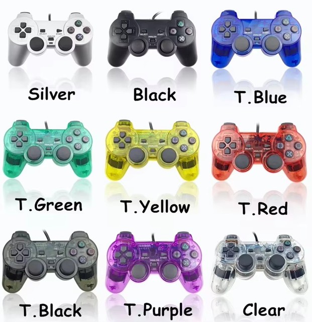 Clear Shell Gamepad, Wired Ergonomic Controller with Vibration Feature Compatible with PS2